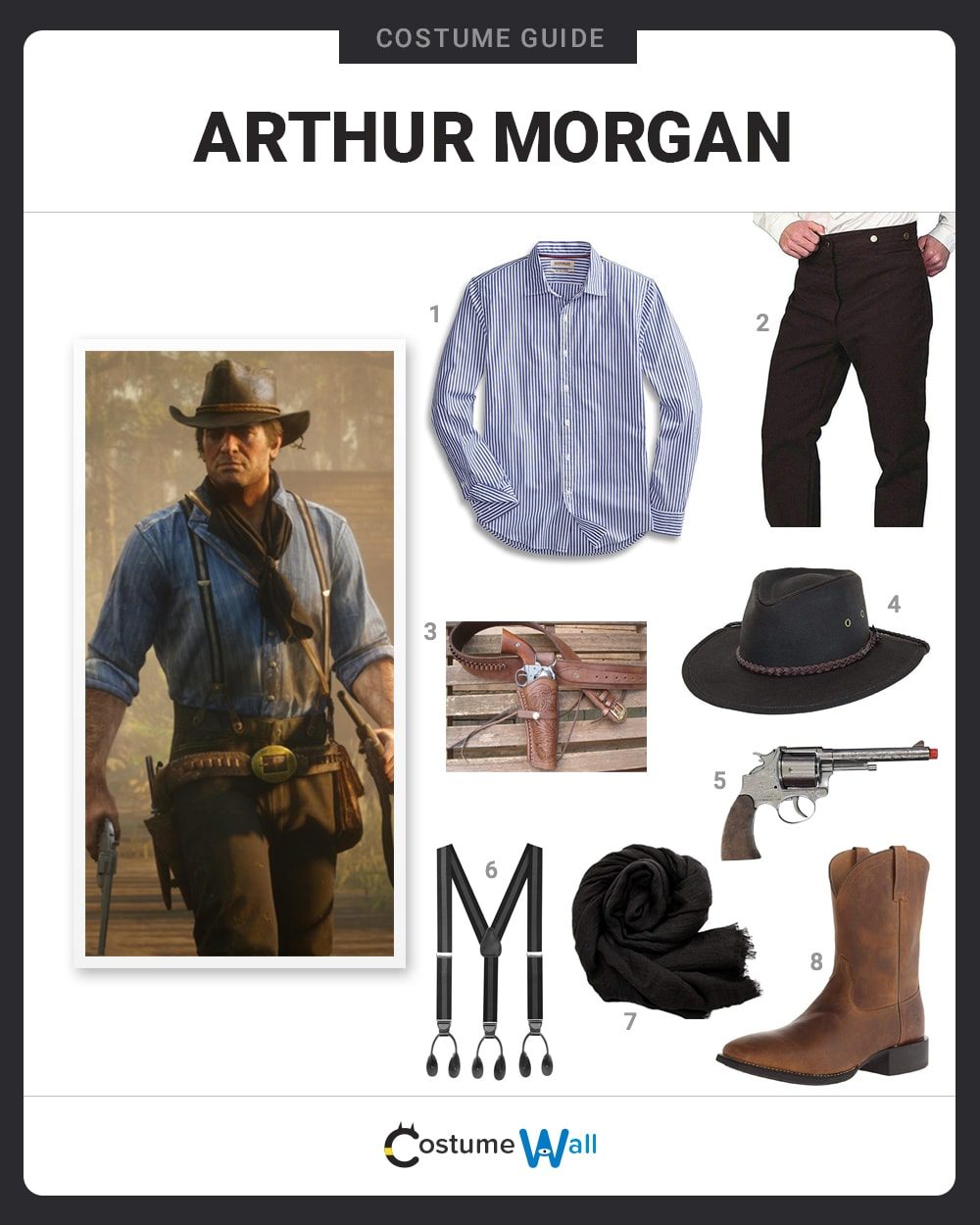 Red Dead Redemption II 2 Arthur Morgan Cosplay Costume Gunslinger Outfit  Suit