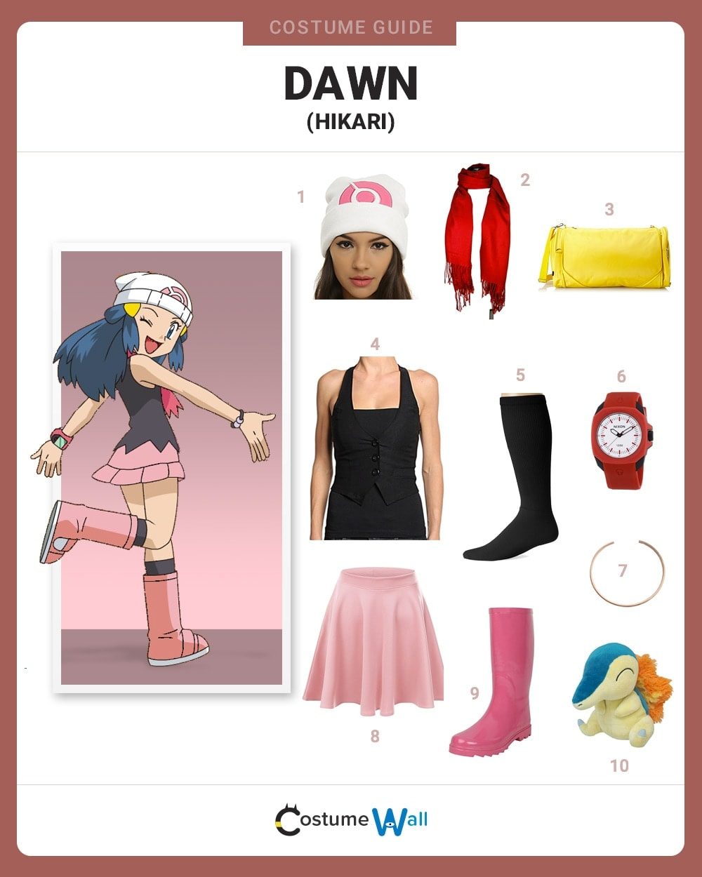 Pokemon Dawn Red Platinum Outfit Cosplay Costume