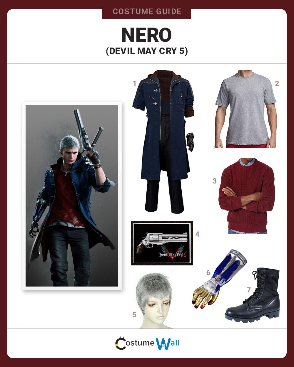 Devil May Cry 5 Cosplay DMC5 NERO Costume Adult Men Halloween Outfit Full Set 