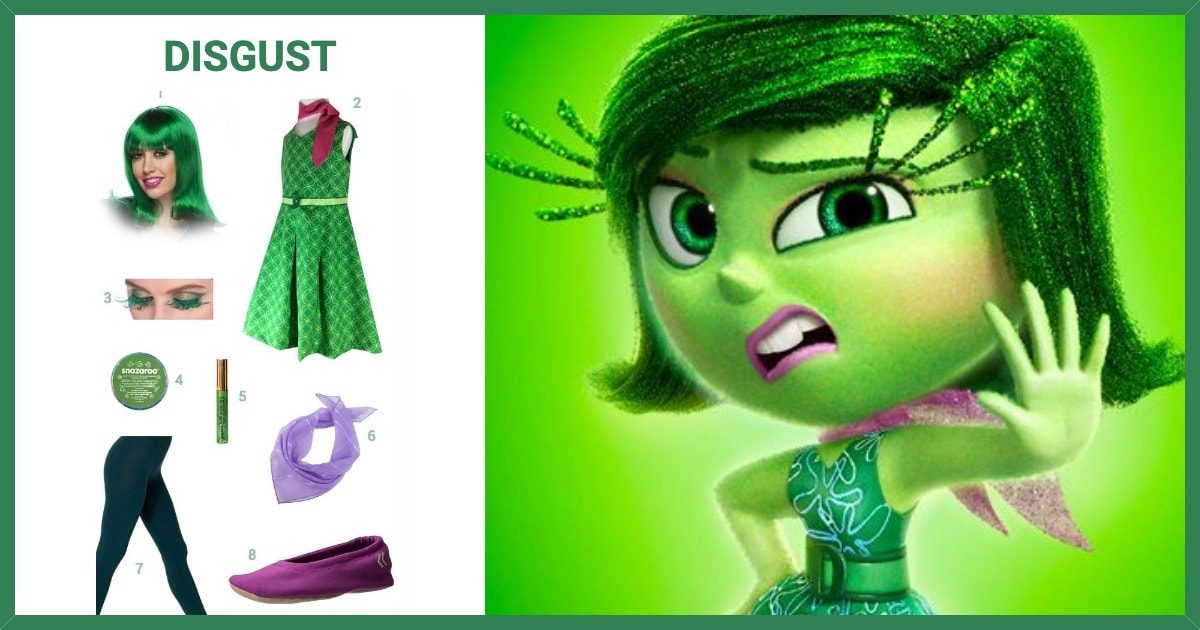 Go green with a costume that looks just like Disgust, one of Riley's e...