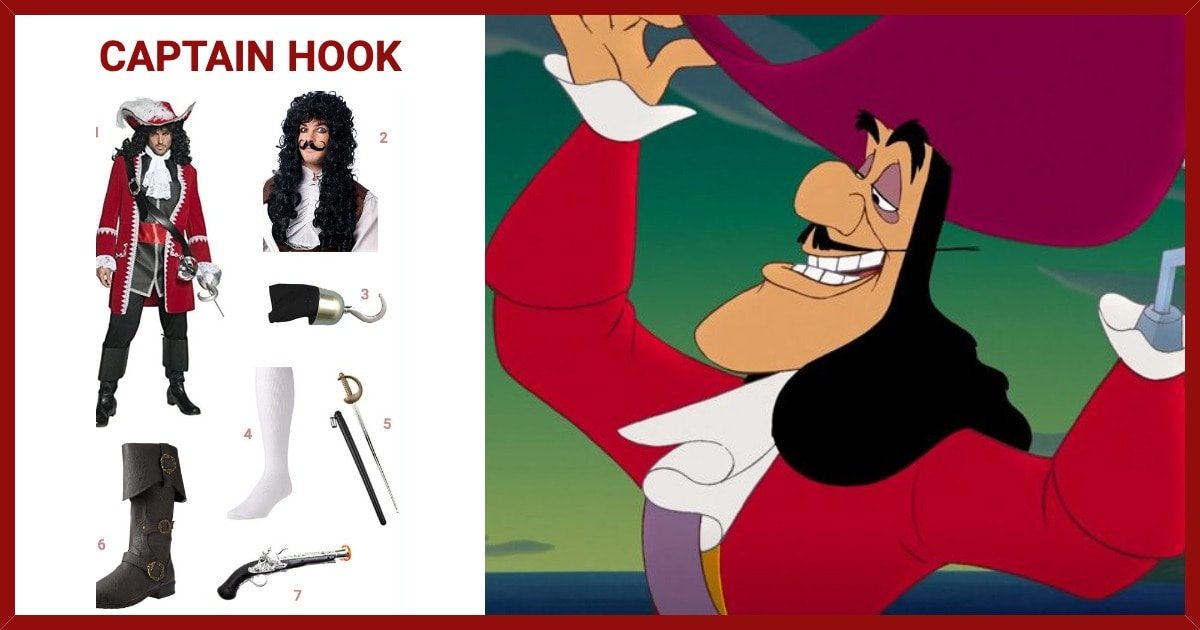 Ultimate Captain Hook Men's Costume | Adult | Mens | Black/Red/White | XS | FUN Costumes