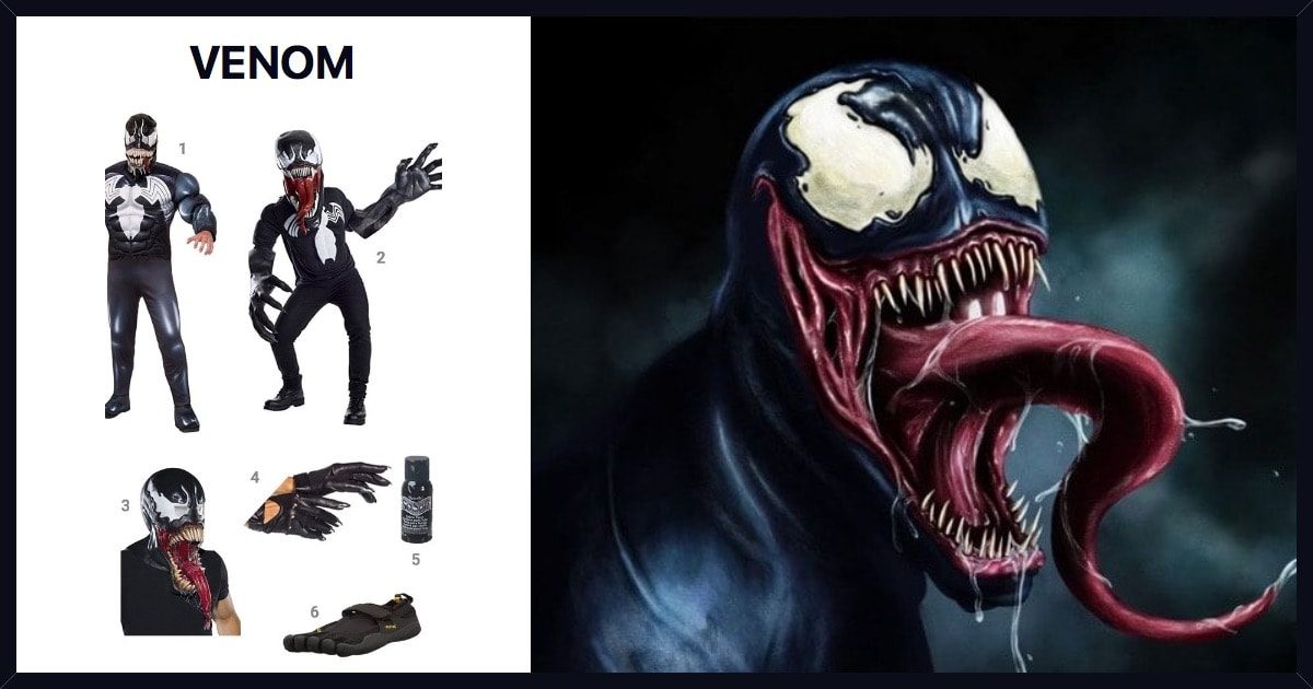 Venom Villain Felt Embroidered Mask Comic Book Villain Cosplay