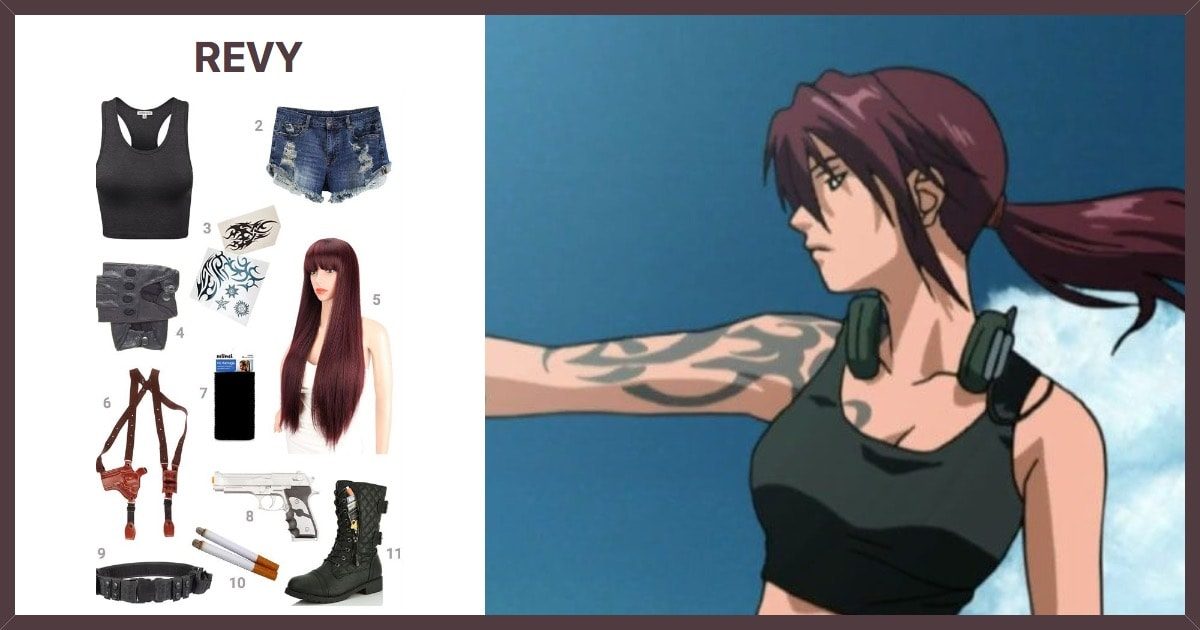 a portrait of revy from black lagoon, black tank top