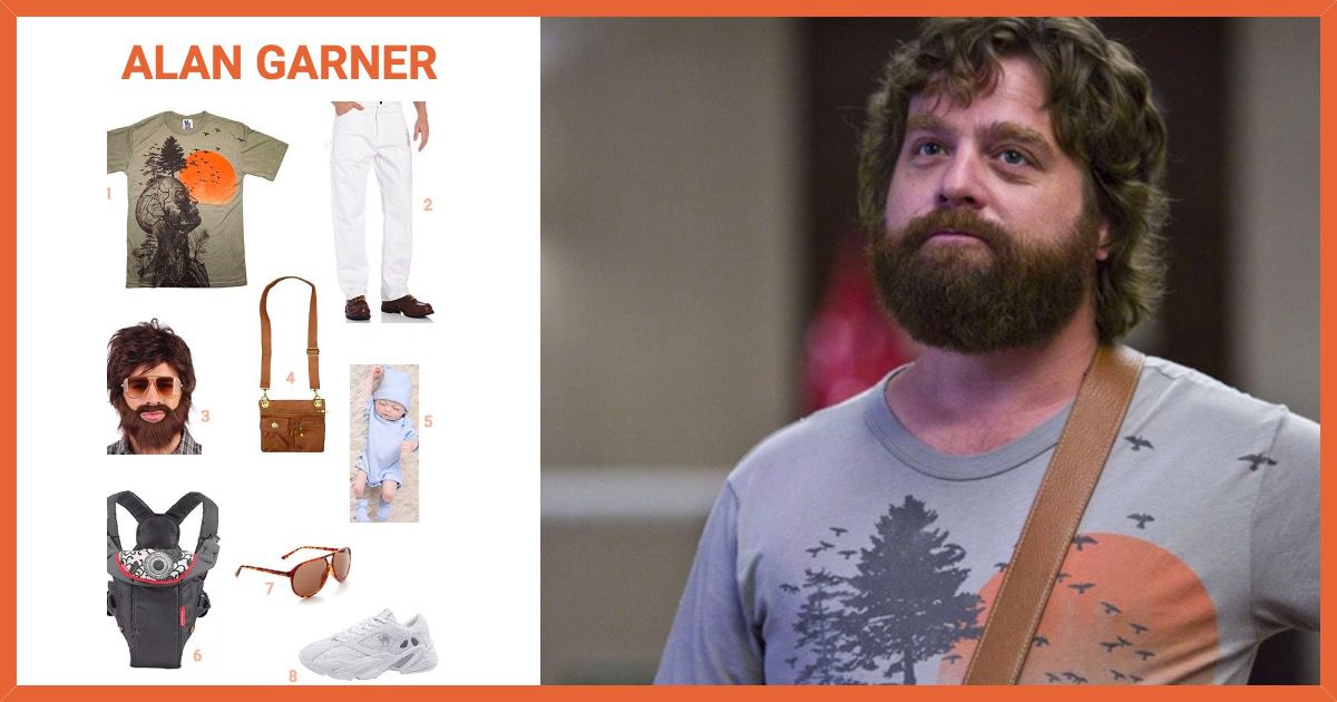 Alan Garner With Baby Carlos Costume Kit The Hangover Baby Carrier Wig Beard 