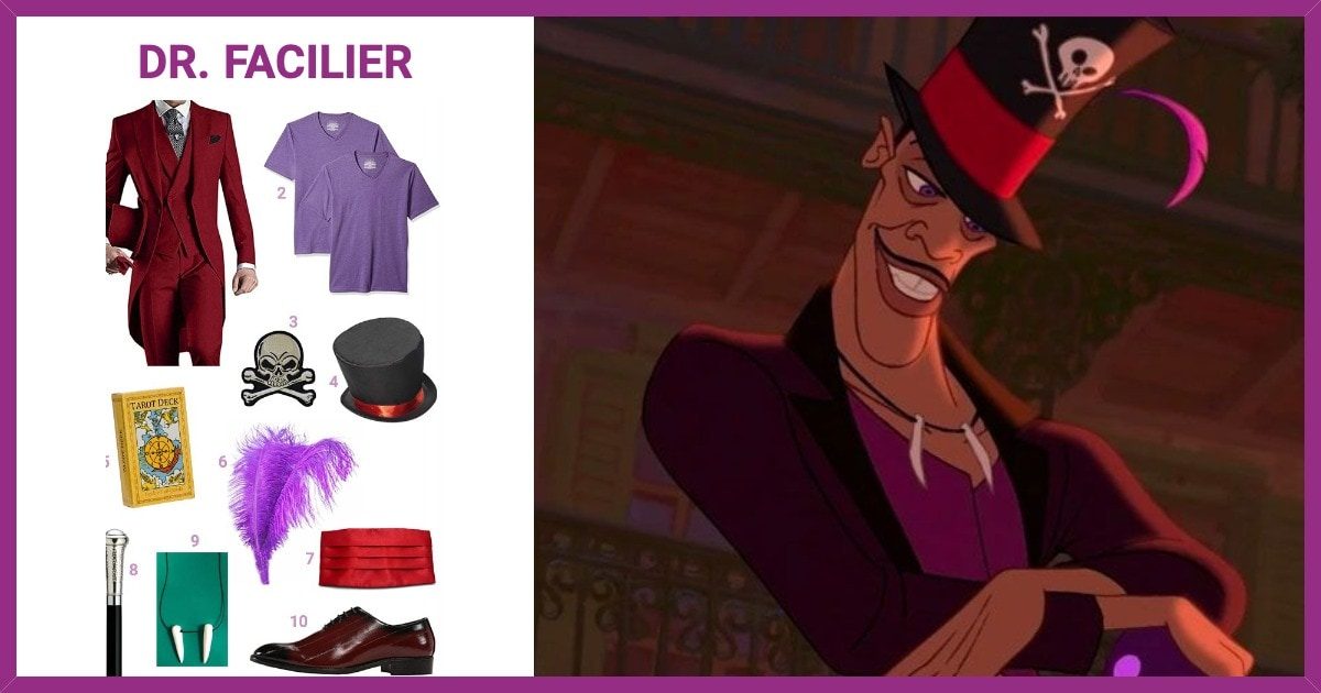 NEW The Princess and the Frog Dr Facilier Cosplay Costume and hat.