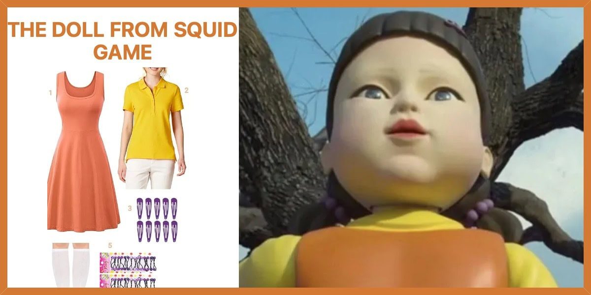 open lace back dress Kids Children Squid Game Season 2 (2024)The Doll Yellow Skirt Outfits –  Coshduk main image 1