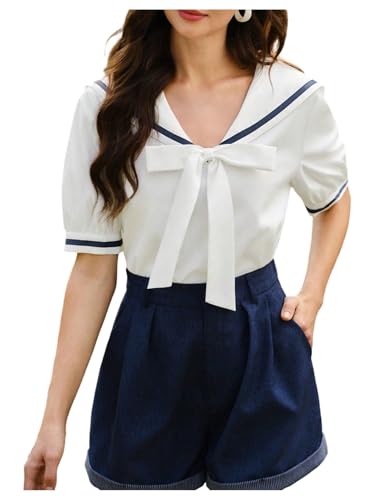 White Sailor-Collar Blouse