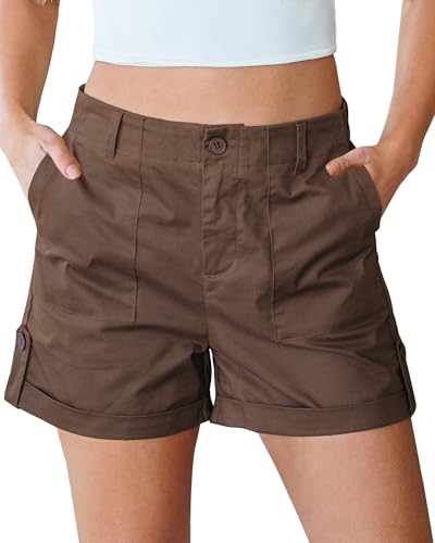 Brown Rolled-Hem Shorts