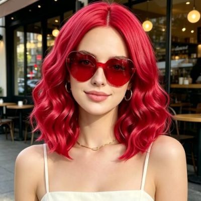 Red Wavy Bob Wig