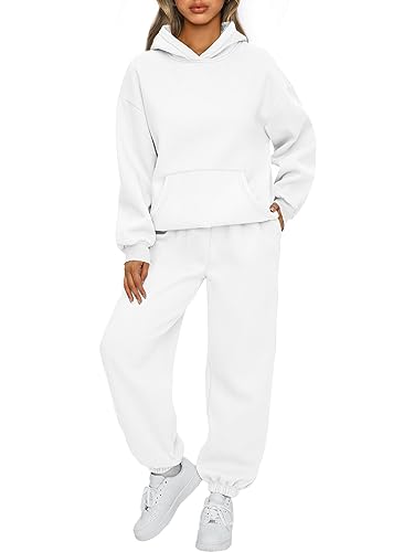 White Hoodie and Sweatpants Set