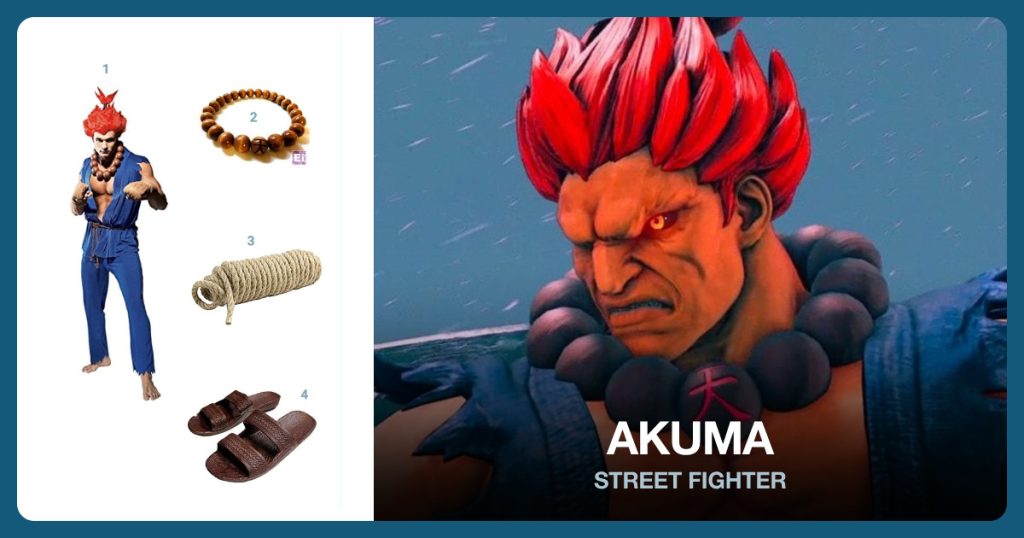 Akuma Costume, Bead Necklace, Hemp Rope and Sandal Slippers beside Akuma