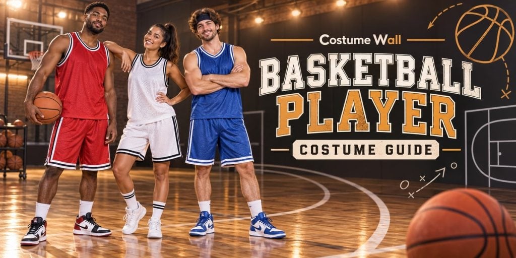 Red Basketball Jersey, Blue Basketball Jersey, Gold Varsity Basketball Jersey and Black Basketball Shorts beside Basketball Player