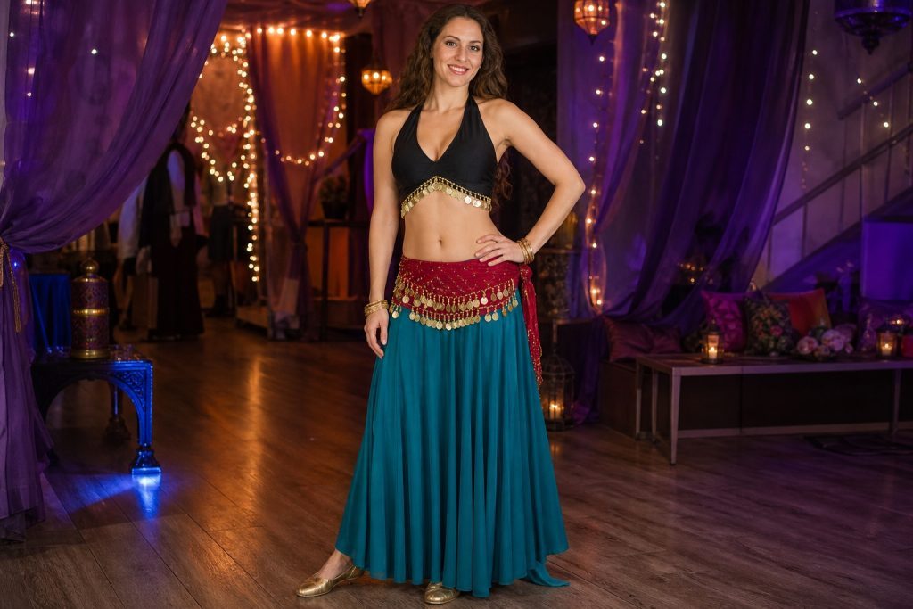 Teal Skirt & Coin Crop Top costume outfit