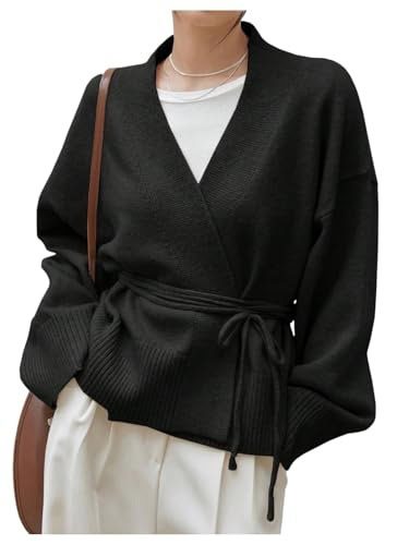 Black Wrap Tie Cardigan