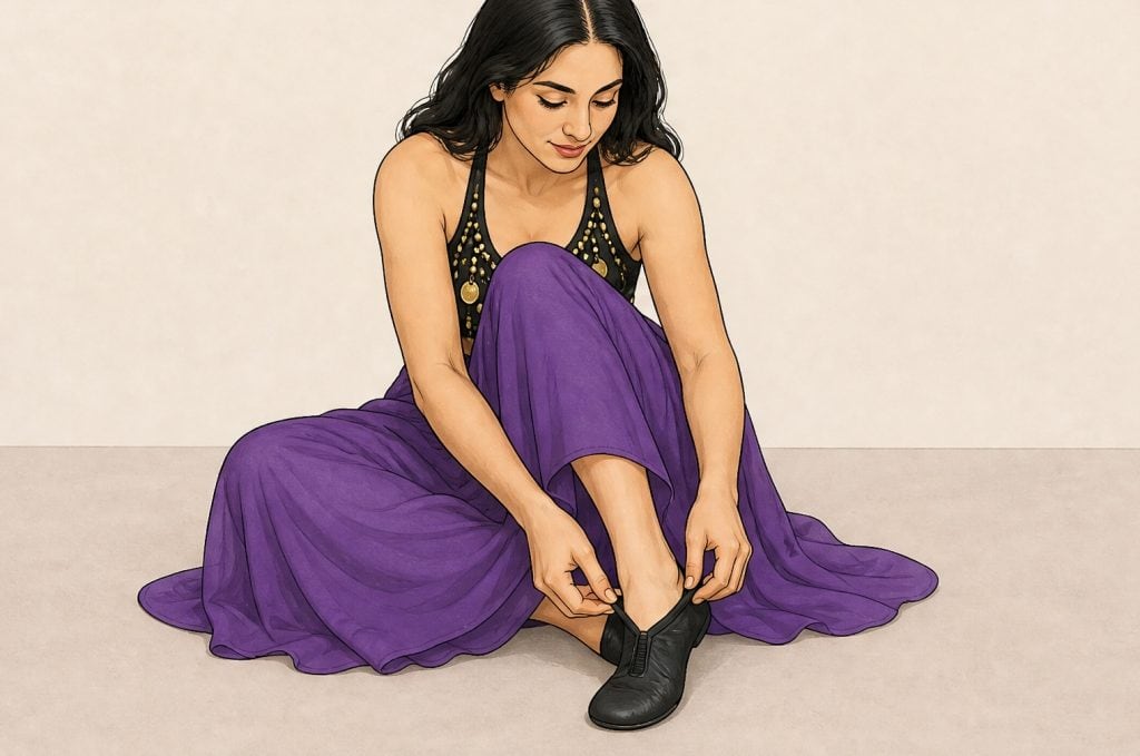 Put on flat dance shoes