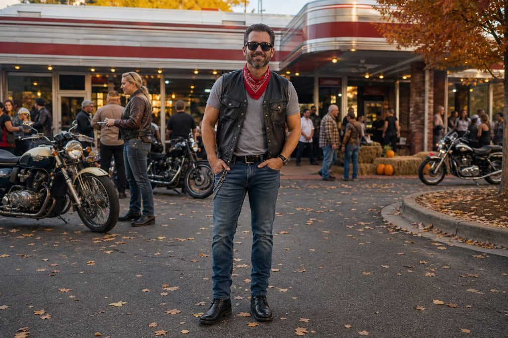 Red Bandana Biker costume outfit
