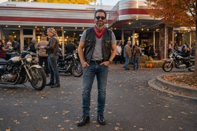 Red Bandana Biker costume outfit