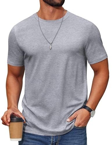 COOFANDY Light Grey Crew T-Shirt