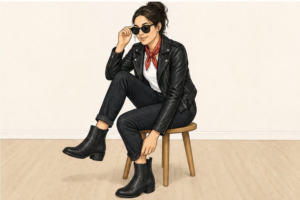 Put on boots and add sunglasses