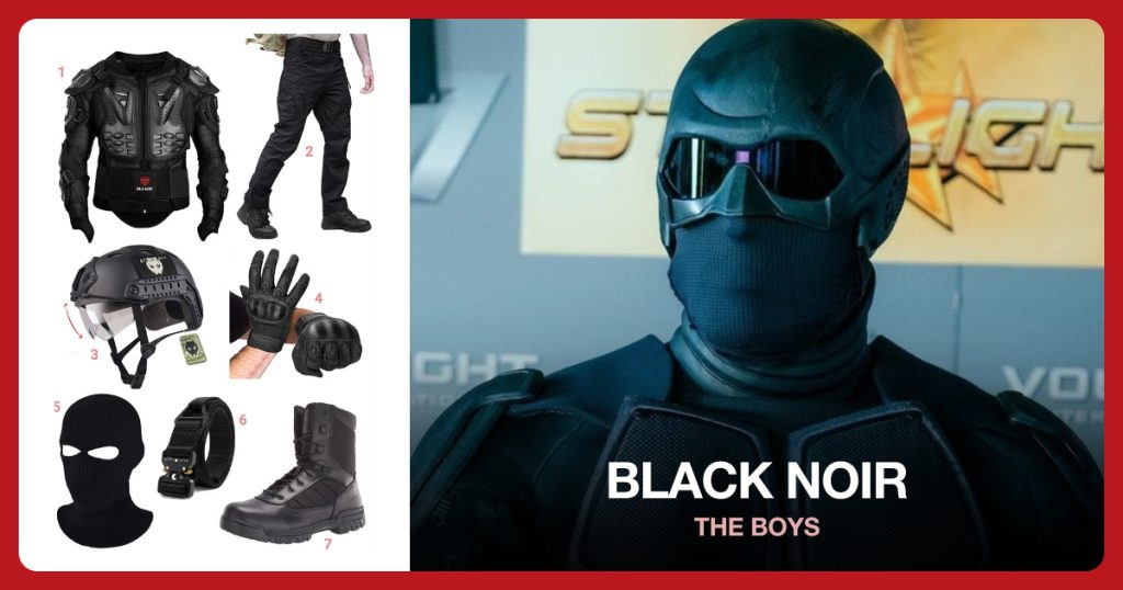 Black Motorcycle Jacket, Black Tactical Pants, Tactical Helmet and Black Motorcycle Gloves beside Black Noir