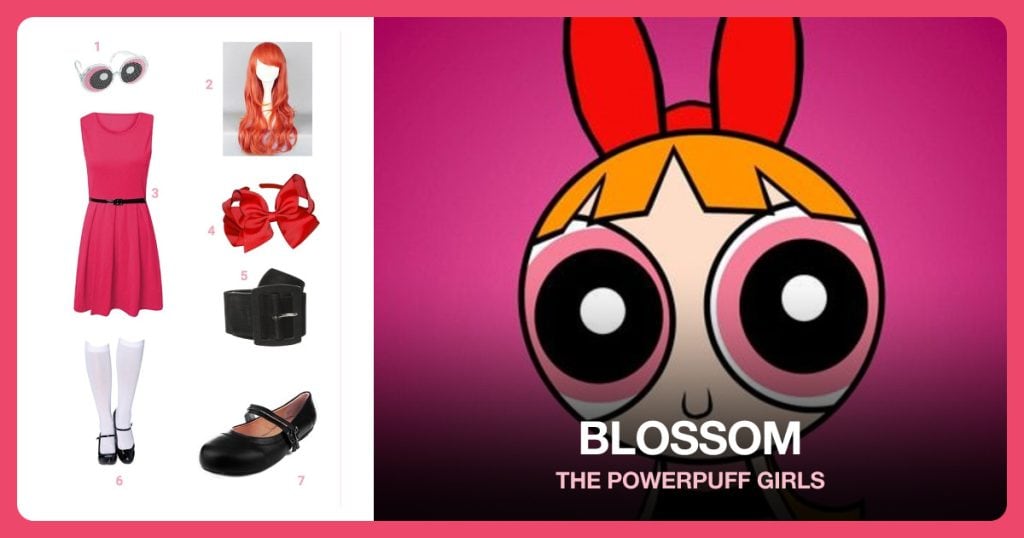 Disguise Blossom Child Eye Accessory and Long Curly Cosplay Costume Party Wig beside Blossom