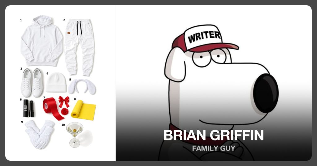 White Sweatshirt, White Joggers, White Sneakers and White Beanie beside Brian Griffin