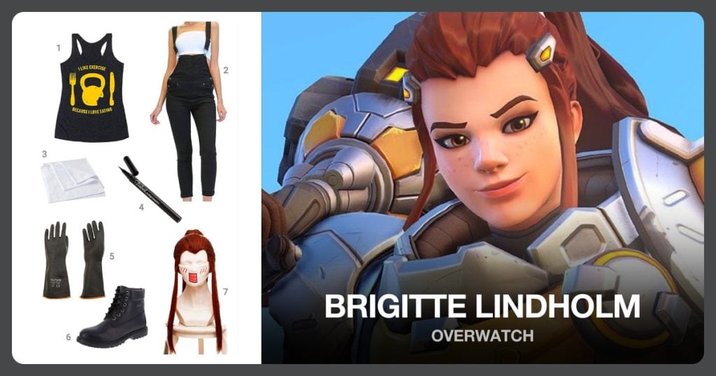 ‘I Like Exercise Because I Love Eating’ Tanktop, Slim Fitted Skinny Overalls and White Hankie beside Brigitte Lindholm