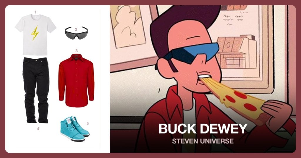 Thunder Bolt T-Shirt, Outdoor Sports Sunglasses, Men’s Classic Fit Dress Shirt and Men’s Skinny Fit Jeans beside Buck Dewey