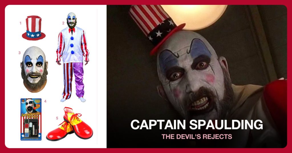 American Top Hat, Captain Spaulding Costume, Captain Spaulding Mask and Captain Spaulding Make-up beside Captain Spaulding
