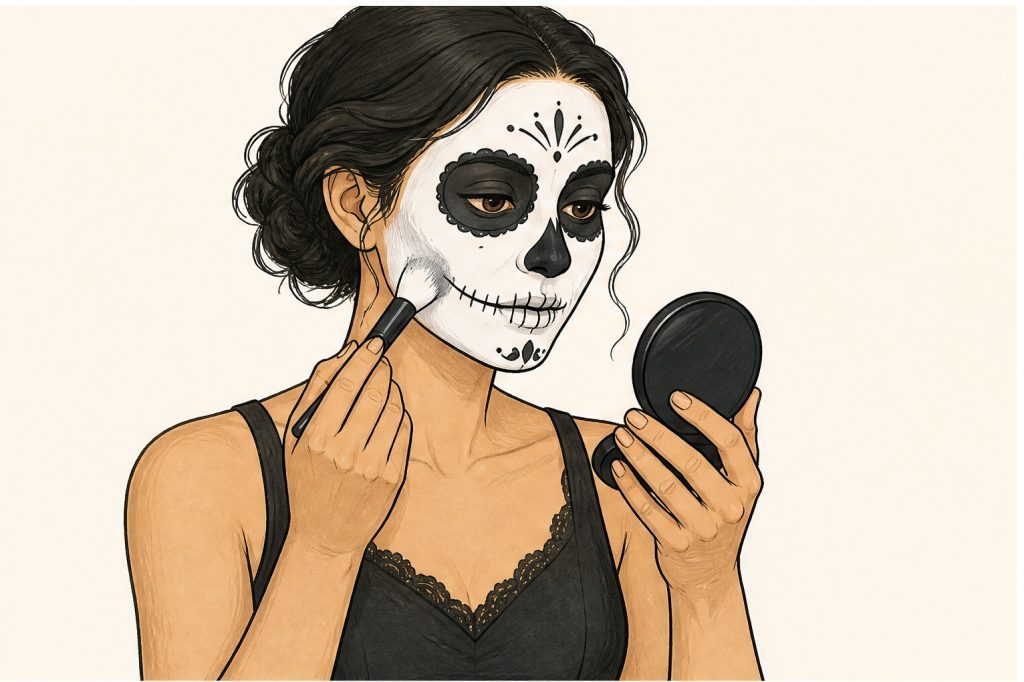 Create ornamental calavera makeup