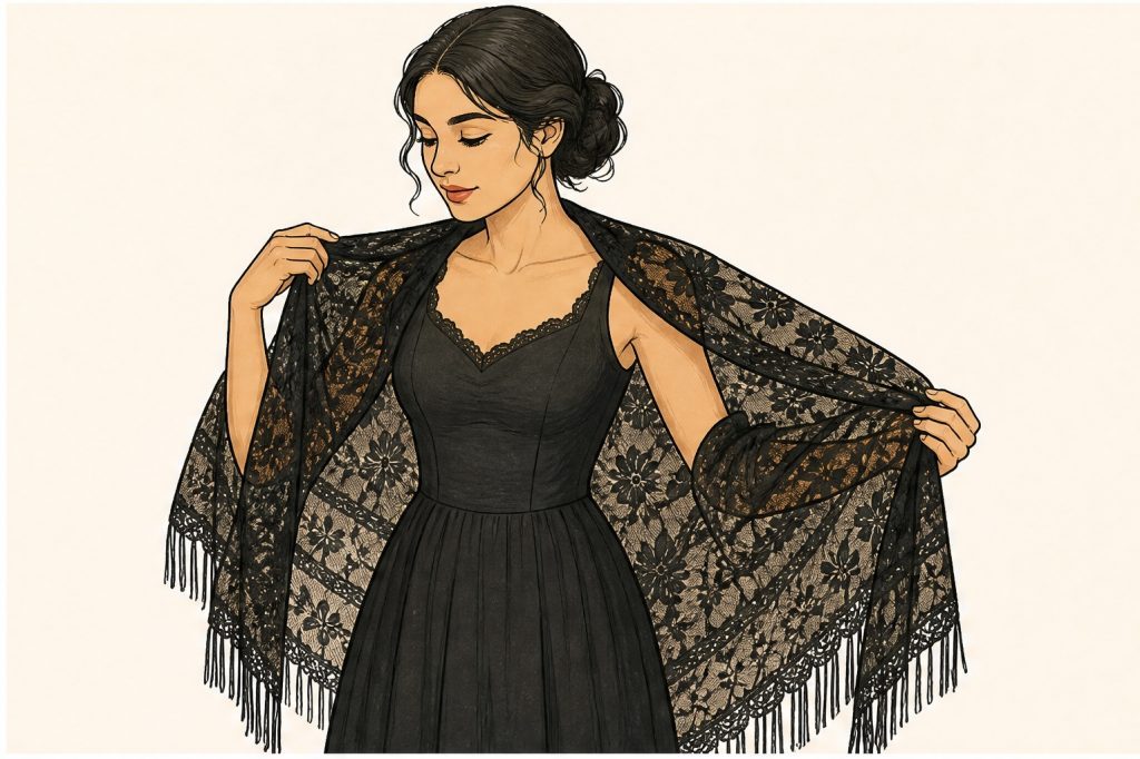 Add the lace shawl