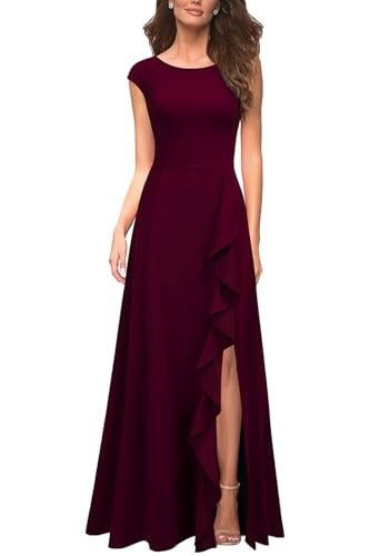 Burgundy Ruffled Formal Dress