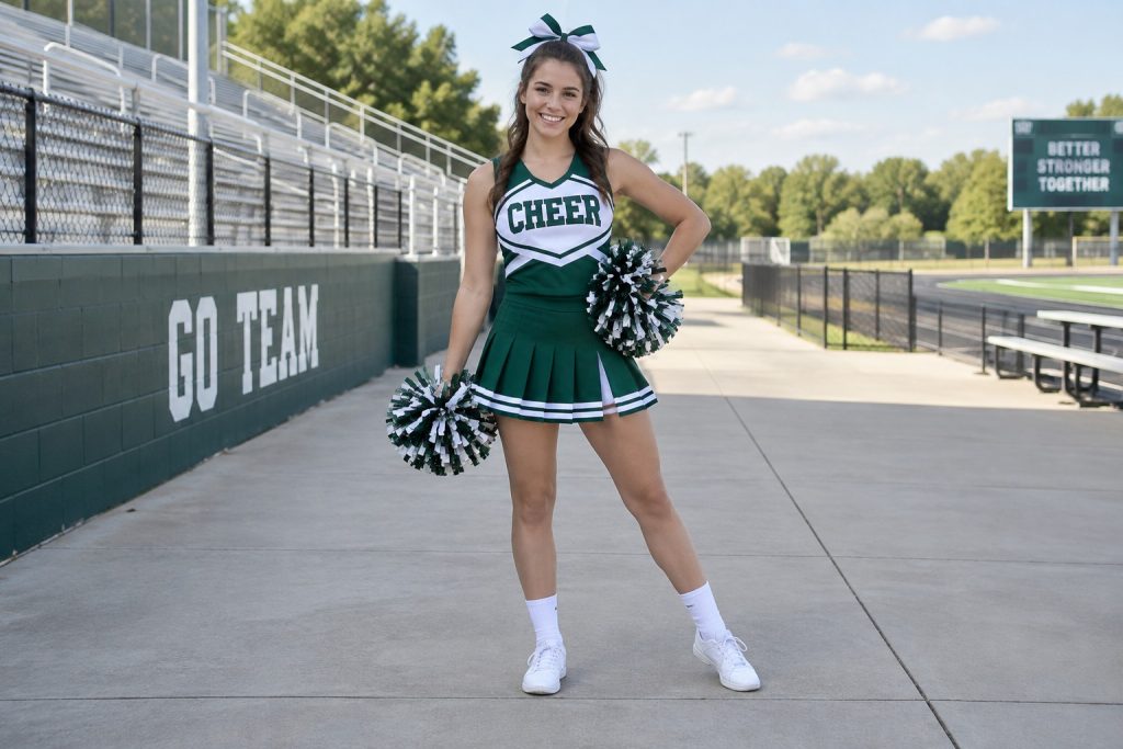 Green Field Cheer cheerleader outfit
