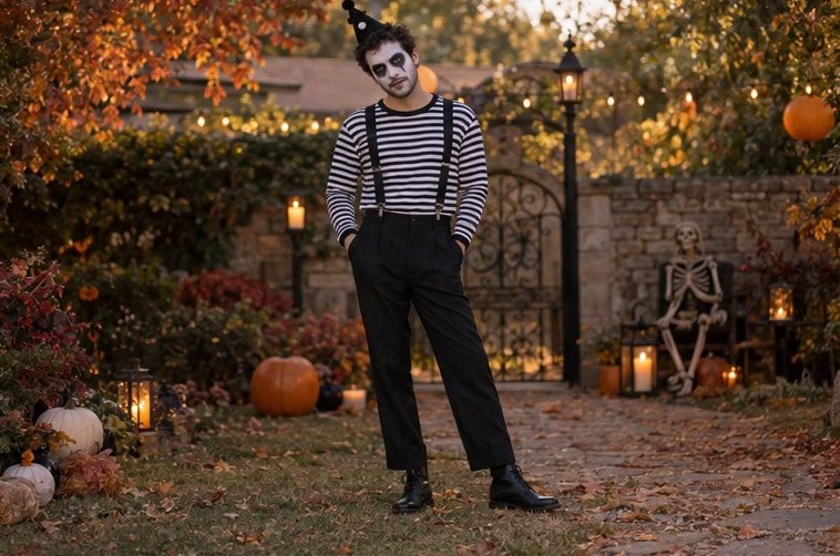 Spooky Monochrome clown outfit