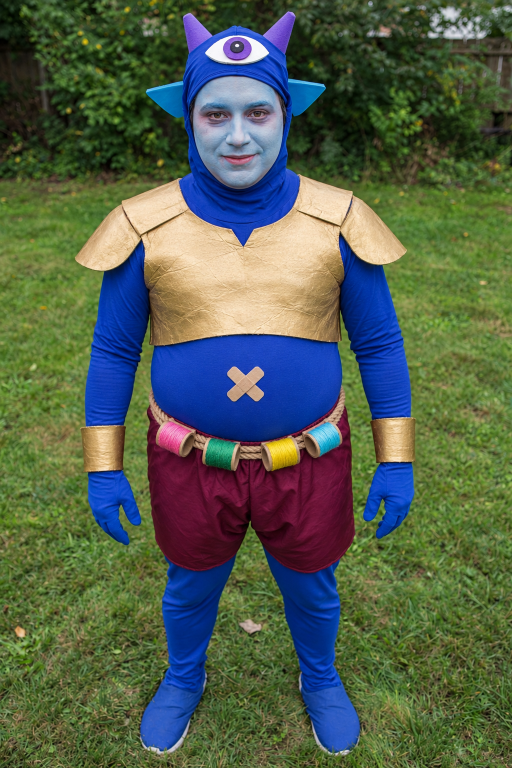 Adult wearing a homemade Bungi costume