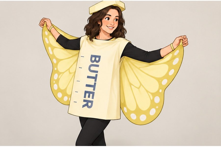 Hold both loops comfortably so the butterfly wings stay visible.