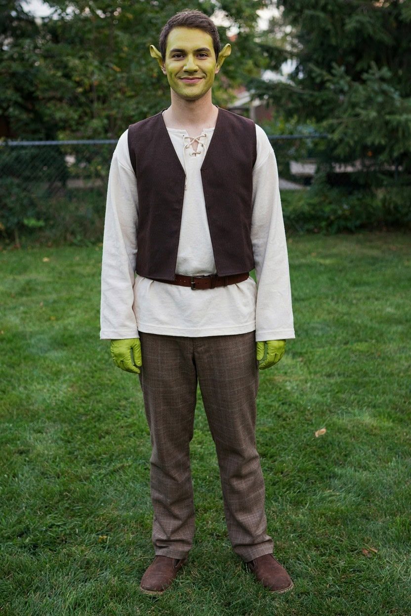 Adult wearing the Shrek costume