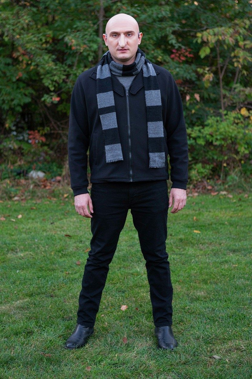 Adult wearing the Gru costume