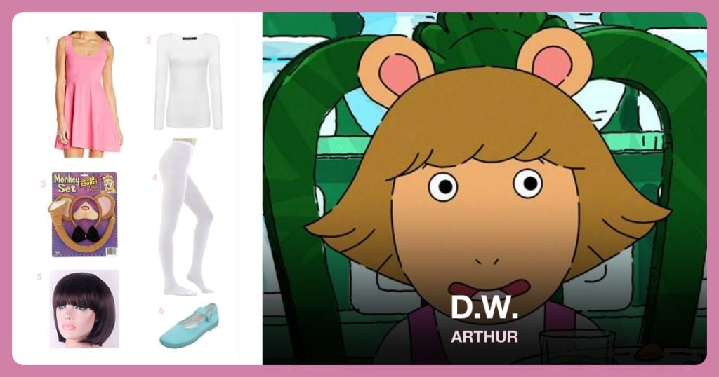Pink Flare Dress, White Long Sleeve Shirt, Animal Ears and Women’s Tight beside D.W.