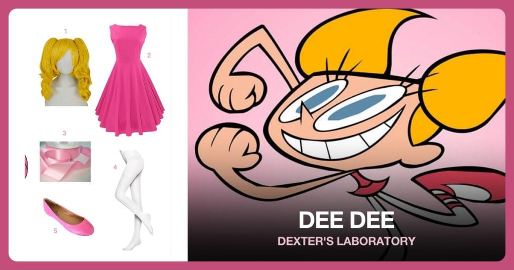 Gold Pigtail Wig, Womens Vintage Dresses, Face Satin Ribbon and Semi Opaque Tights beside Dee Dee