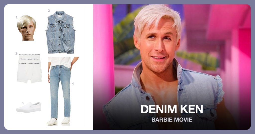 Short Blonde Hair Wig, Denim Vest for Men, Calvin Klein Underwear and Men’s Denim Jeans beside Denim Ken