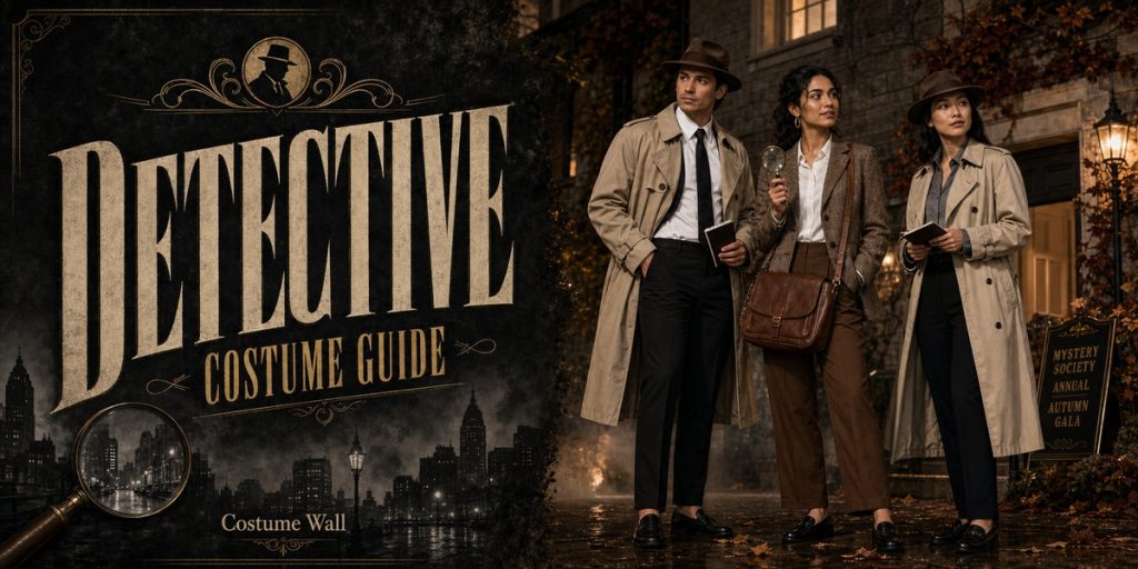 Beige Trench Coat, Brown Tweed Blazer, White Shirt and Gray Shirt beside Detective