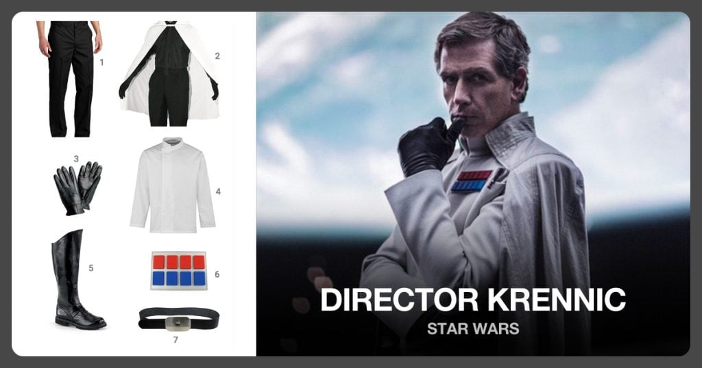 Flat-Front Pant, 45-Inch White Cape, Genuine Leather Gloves and Pull-on Long Sleeve Chef’s Tunic beside Director Krennic