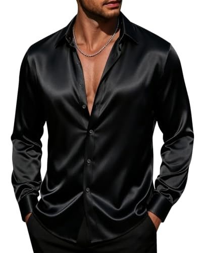 Black Satin Long Sleeve Shirt