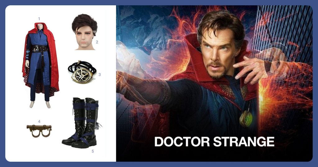 Men’s Outfit for Doctor Strange Costume and Cosplay Wigs Costume Brown Hair beside Doctor Strange