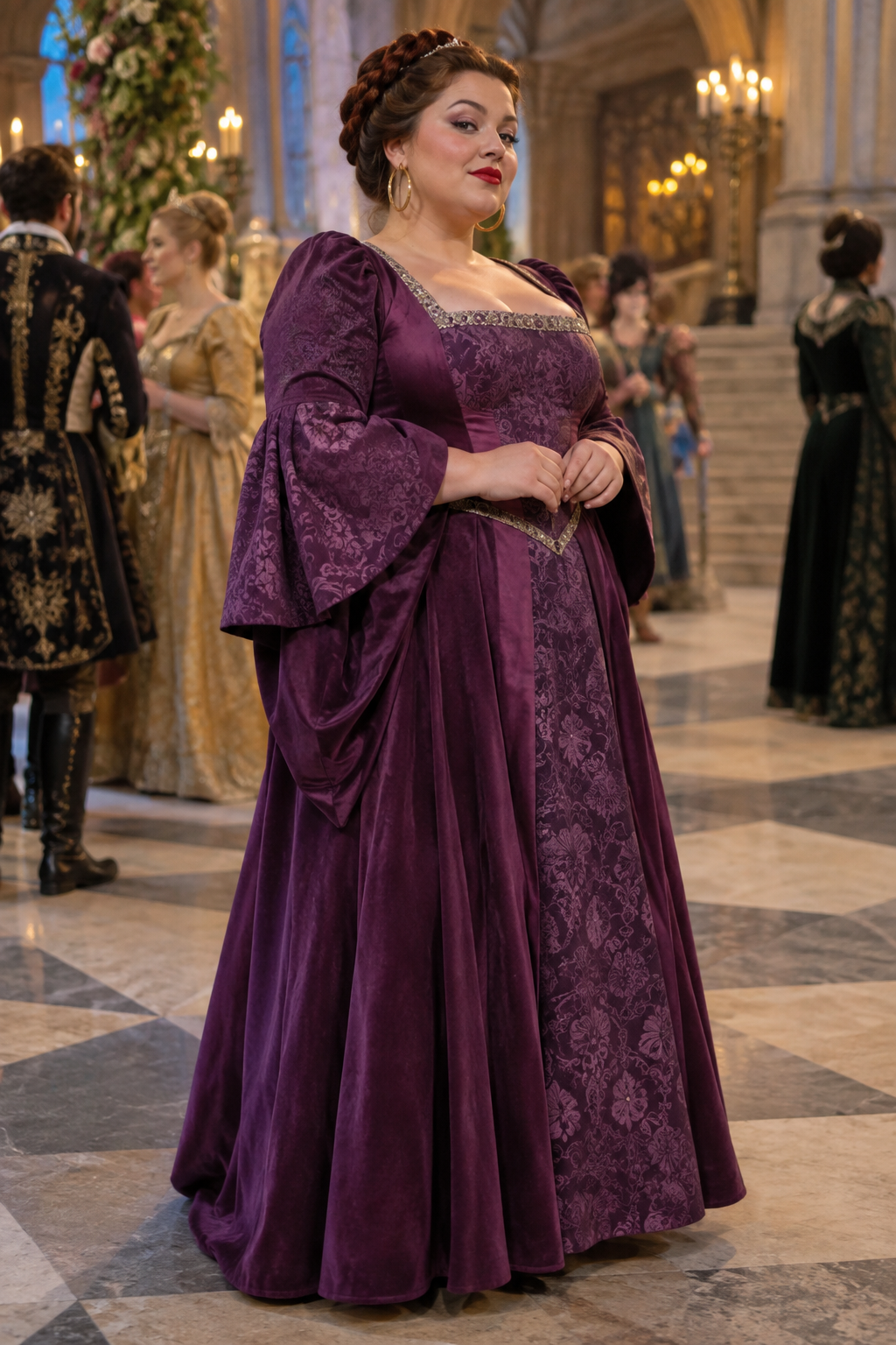 Person wearing the assembled Doris the Ugly Stepsister costume