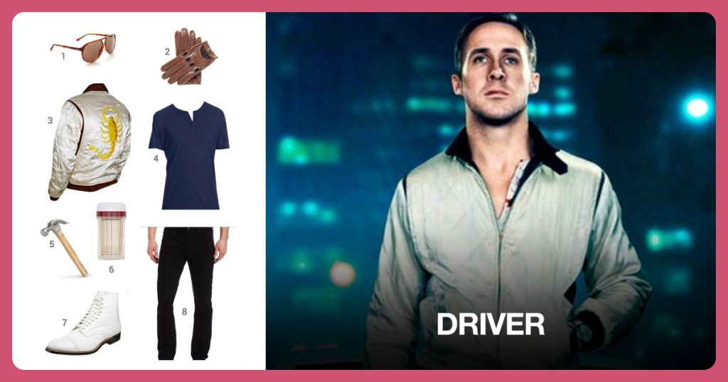 Aviator Tortoise Glasses, Lambskin Leather Driving Gloves and White Satin Quilted Scorpion Jacket beside Driver