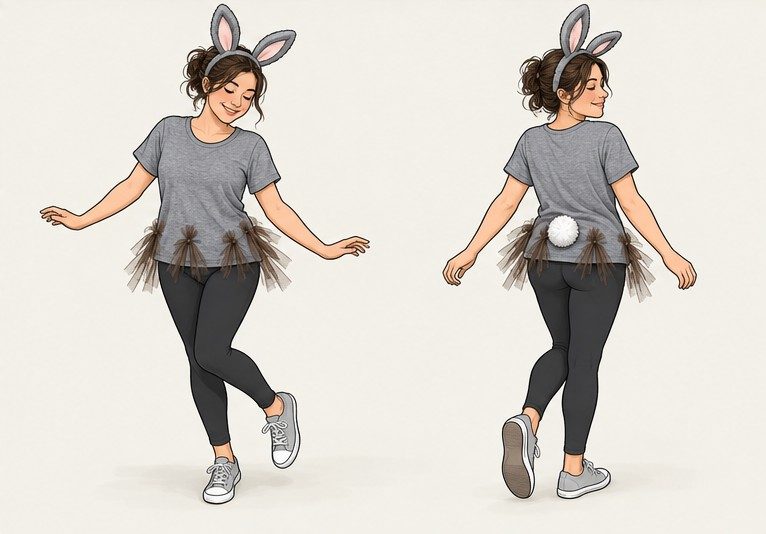 Finished Dust Bunny outfit checking movement with sparse dust details