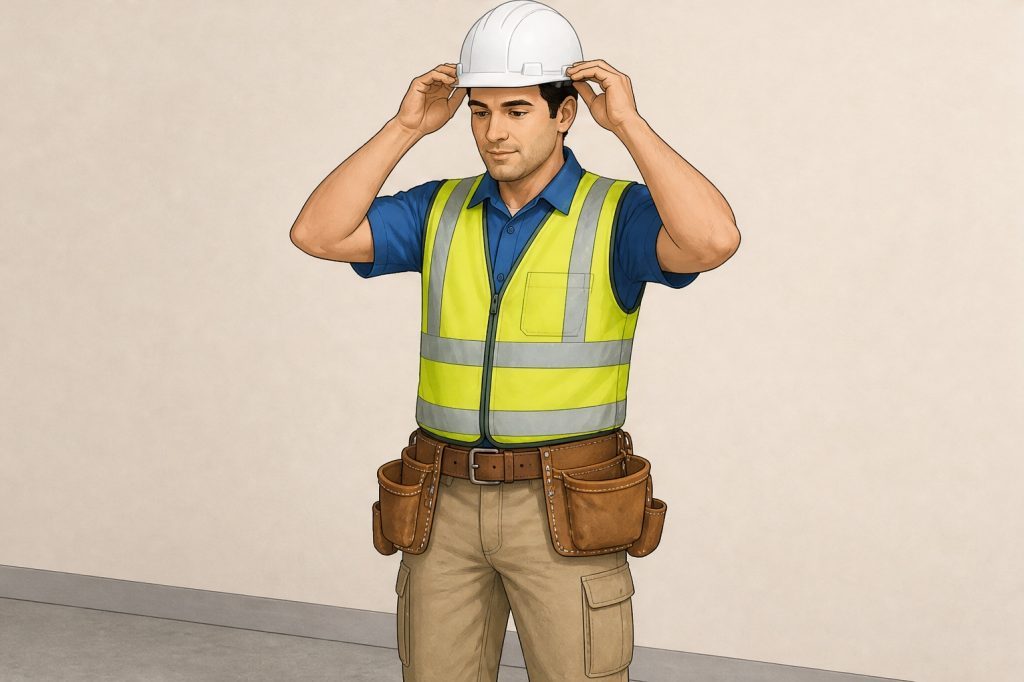 add reflective vest and hard hat