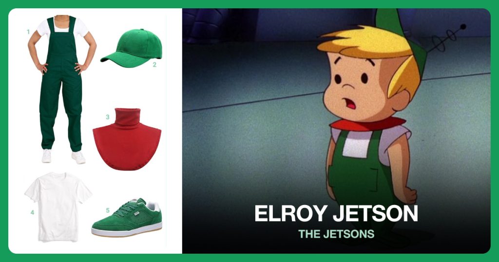 Green Overalls, Green Hat, Red Turtleneck False Collar and White T-Shirt beside Elroy Jetson
